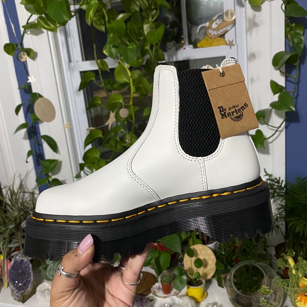 Dr. Martens 2976 Quad White Platform Chelsea Boots